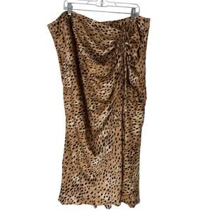 NWT Cider Brown & Black Cheetah Print Silky Lighweight Maxi Skirt Size 3XL
